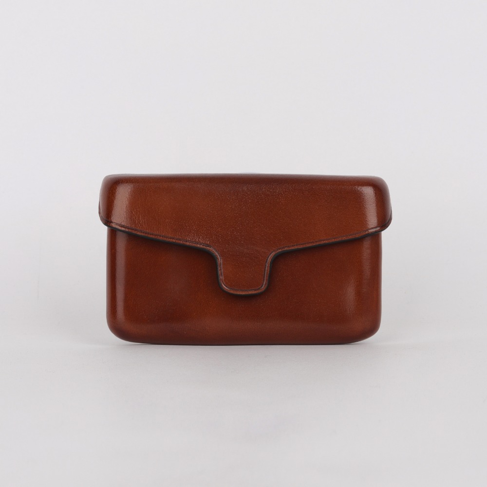 [일부세토] Leather Card Holder With Magnetic — Brown