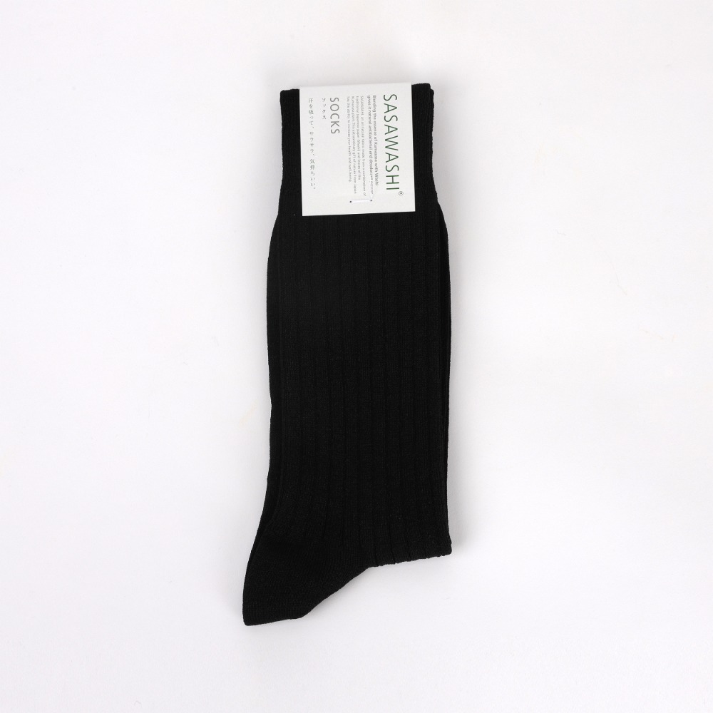 [사사와시] Men&#039;s Ribbed Socks — Black
